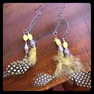 Feathered yellow earrings